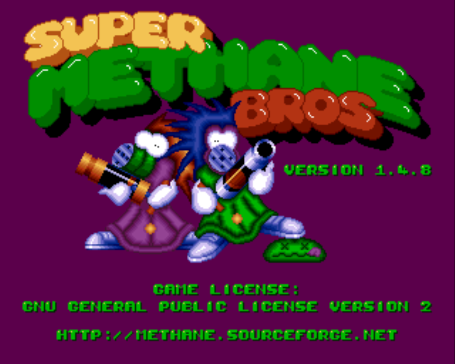 Super Methane Bros (Linux) screenshot: Title screen