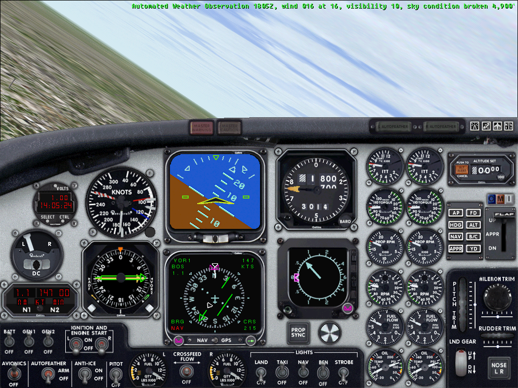 Microsoft Flight Simulator 2000 (Windows) screenshot: Inside the King Air 350