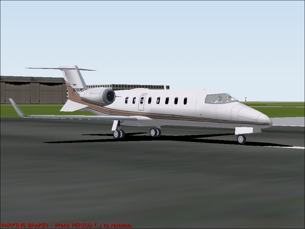 Microsoft Flight Simulator 2000 (Windows) screenshot: Learjet ready for takeoff at JFK