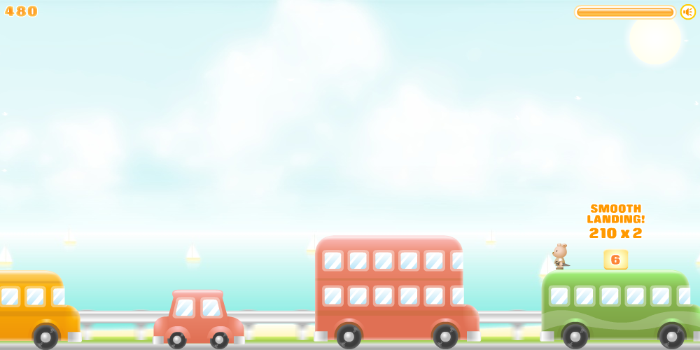 Sunny Day Sky (Browser) screenshot: Allow gravity to take its course unchecked and you get a small landing bonus.
