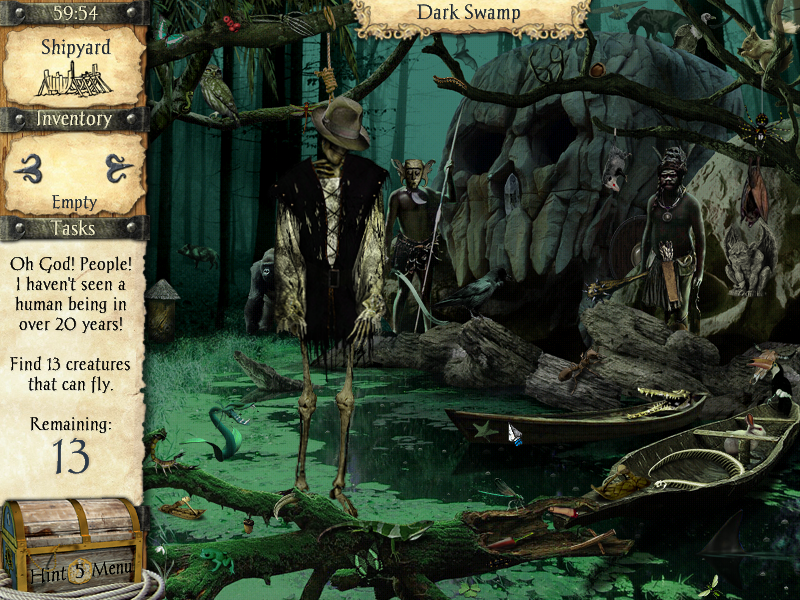 Adventures of Robinson Crusoe (Windows) screenshot: Dark swamp