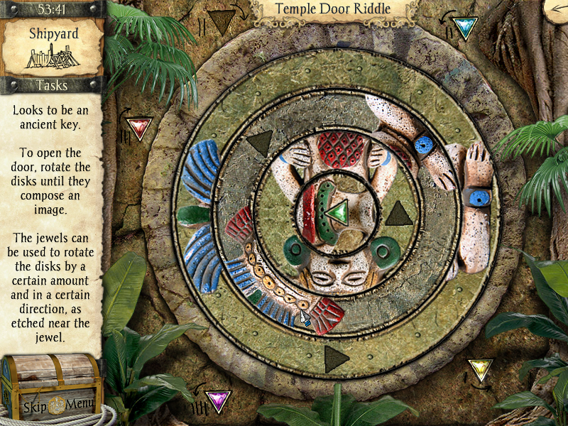Adventures of Robinson Crusoe (Windows) screenshot: Temple door riddle