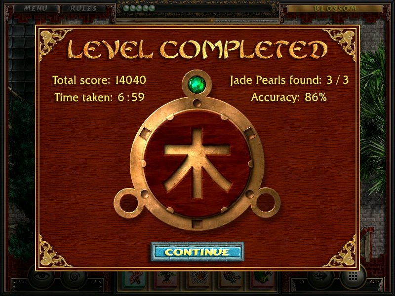 Liong: The Lost Amulets (Windows) screenshot: Level statistics