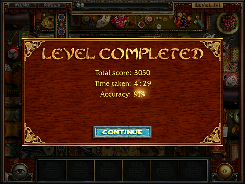 Liong: The Lost Amulets (Windows) screenshot: Level completed.