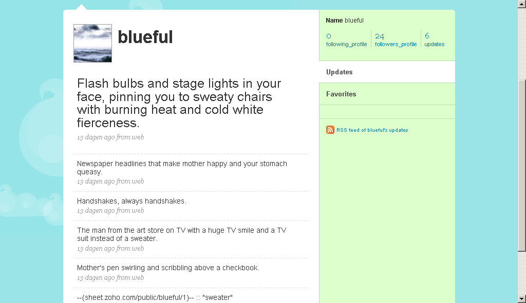 blueful (Browser) screenshot: Postings on Twitter