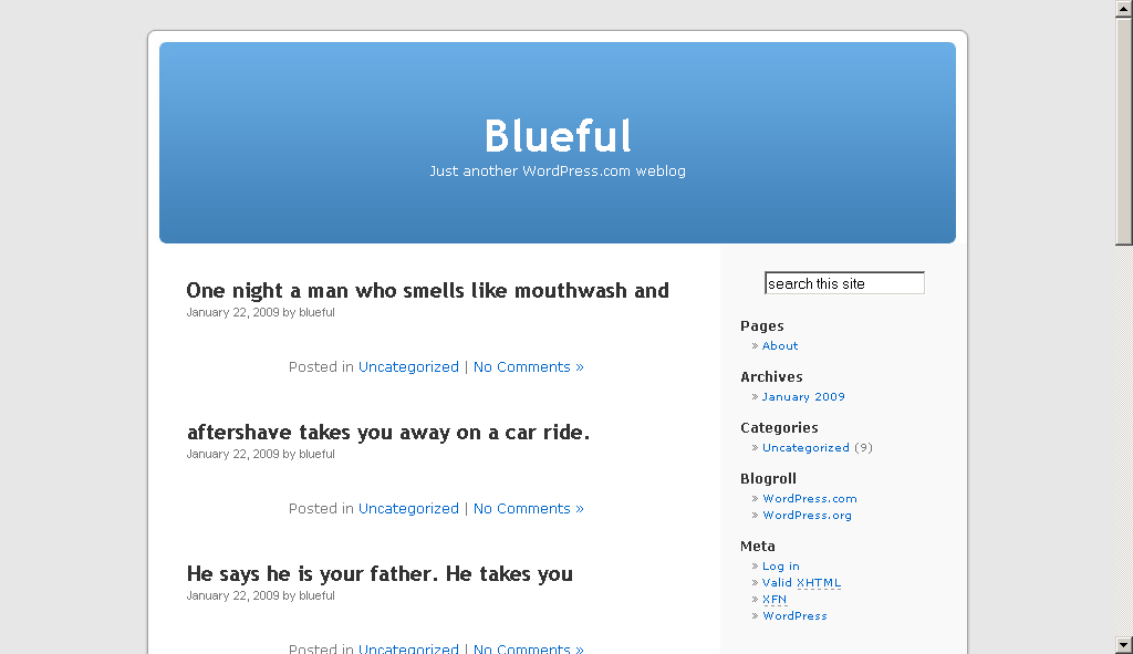 blueful (Browser) screenshot: a WordPress blog