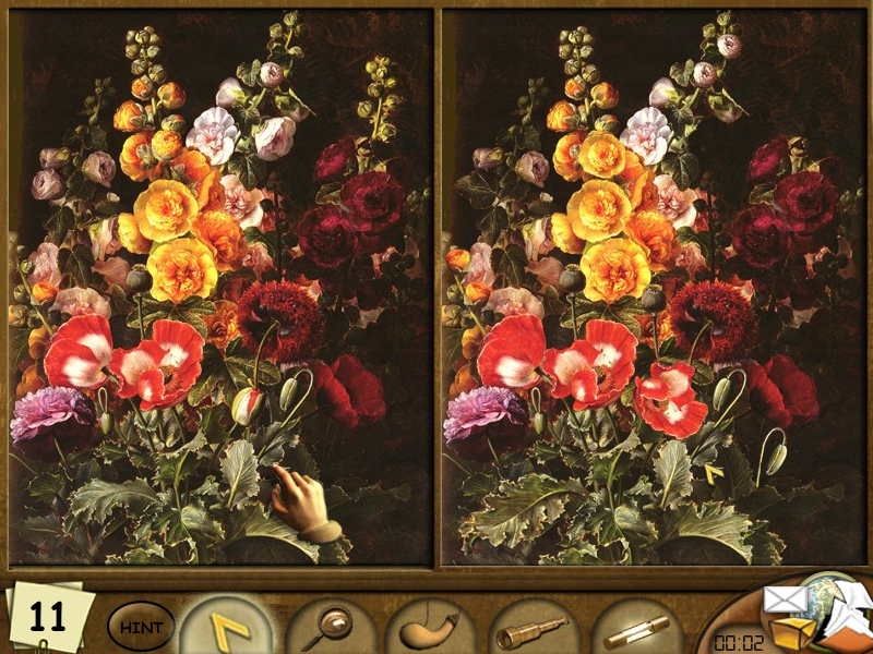 Art Detective (Windows) screenshot: Finding 11 differences.