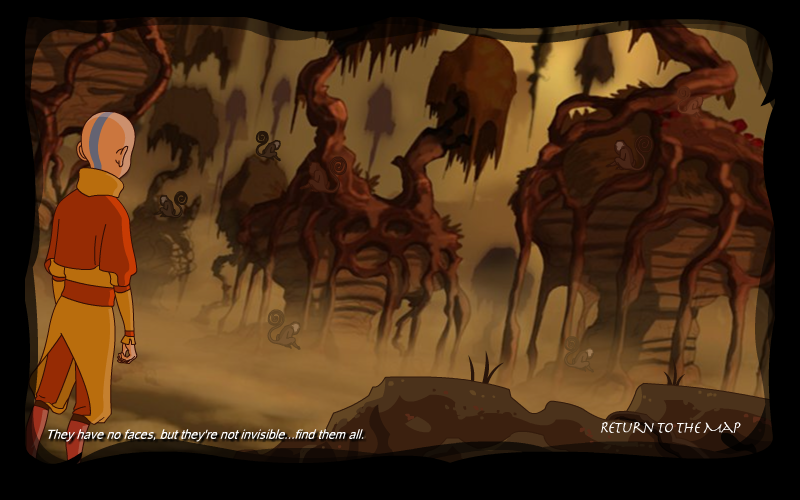 Avatar: Escape from the Spirit World (Browser) screenshot: [Chapter 3] Find the monkeys with no faces.