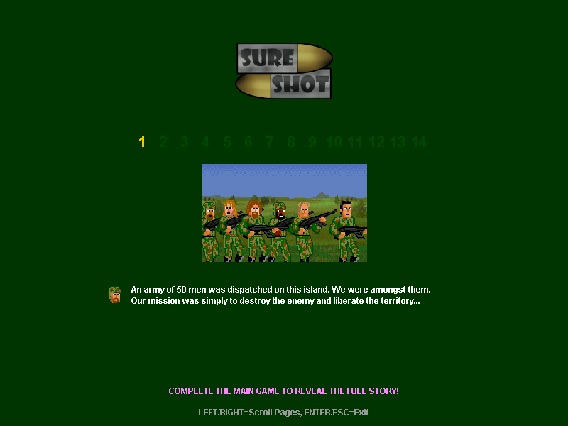 Sure Shot (Windows) screenshot: Thestory of the game