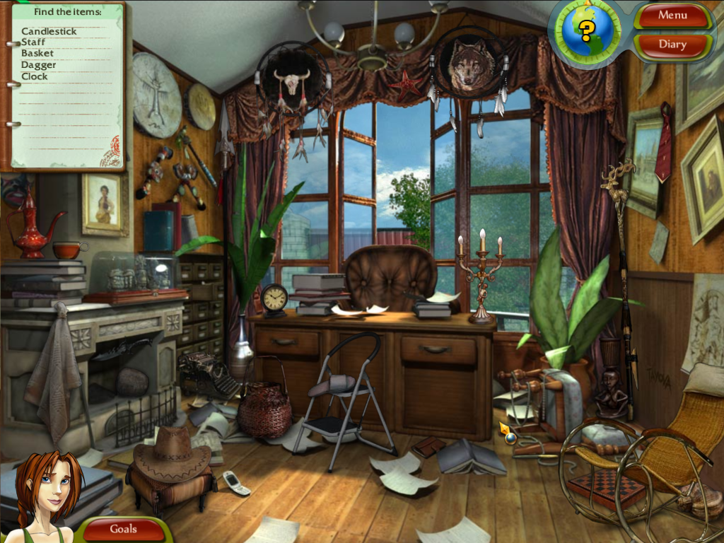 Natalie Brooks: The Treasures of the Lost Kingdom (Windows) screenshot: Searching for office objects.