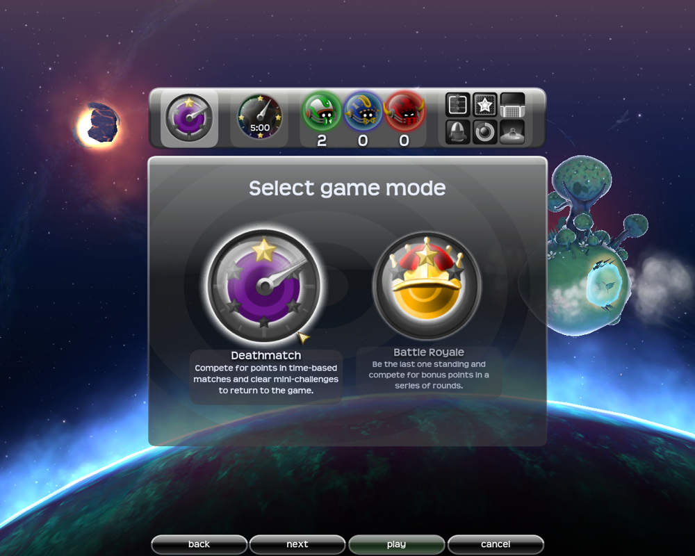 Puzzlegeddon (Windows) screenshot: Deathmatch and Battle Royale