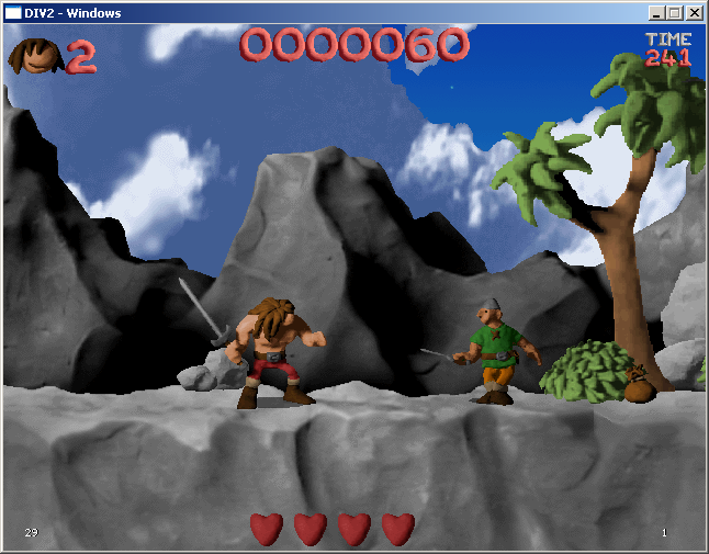 Bert the Barbarian (Windows) screenshot: A never-ending supply of bad guys try to halt your progress