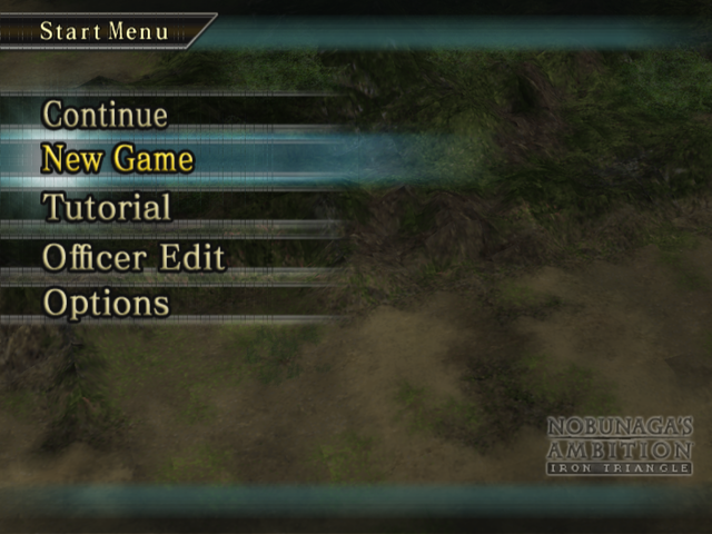 Nobunaga's Ambition: Iron Triangle (PlayStation 2) screenshot: Main menu