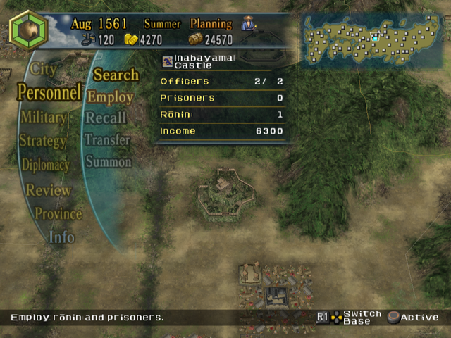 Nobunaga's Ambition: Iron Triangle (PlayStation 2) screenshot: Command options