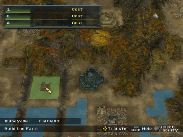 Nobunaga's Ambition: Iron Triangle (PlayStation 2) screenshot: Scheduling the construction of some facilities.