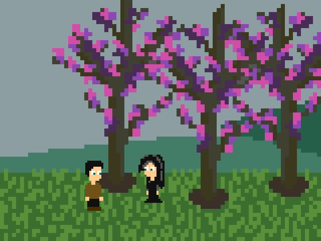 Pathways (Windows) screenshot: Meeting the girl in a garden.