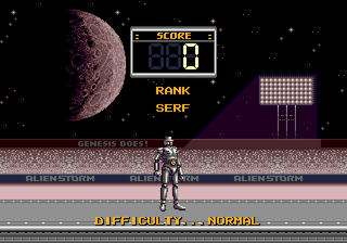 Alien Storm (Genesis) screenshot: Skill Rating
