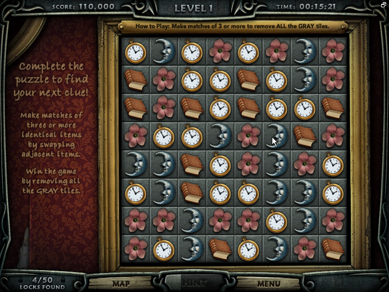 Escape Rosecliff Island (Windows) screenshot: Tile-matching mini-game