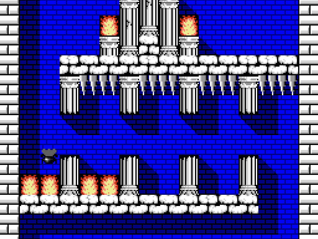 Mighty Jill Off (Windows) screenshot: Died in the fire, you'll need to try again from the start of the blue area.