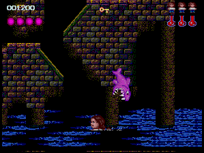 Ghost Manor (TurboGrafx-16) screenshot: Dangerous swimming