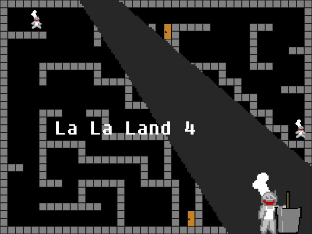 La La Land 4 (Windows) screenshot: The title screen with dual gameplay