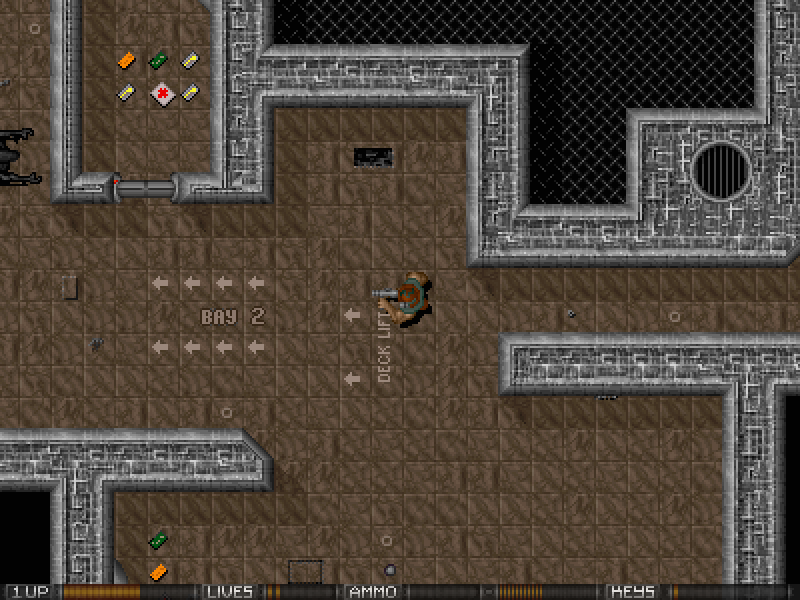 Alien Breed: Obliteration (Windows) screenshot: Looking for keys on the first level.