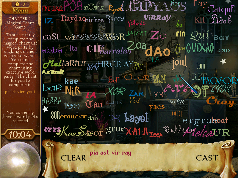 The Magician's Handbook: Cursed Valley (Windows) screenshot: Magical chant mini-game