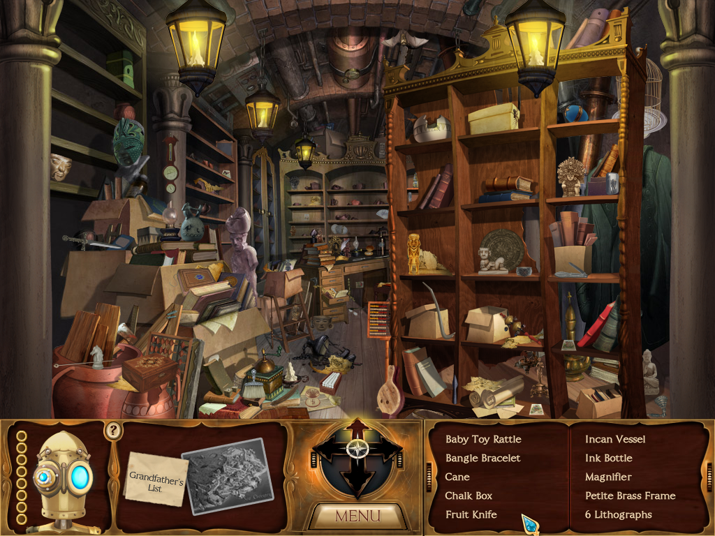 The Clockwork Man (Windows) screenshot: Museum storeroom