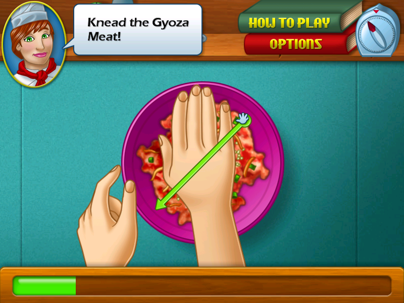 Cooking Academy (Windows) screenshot: Knead the gyoza meat!