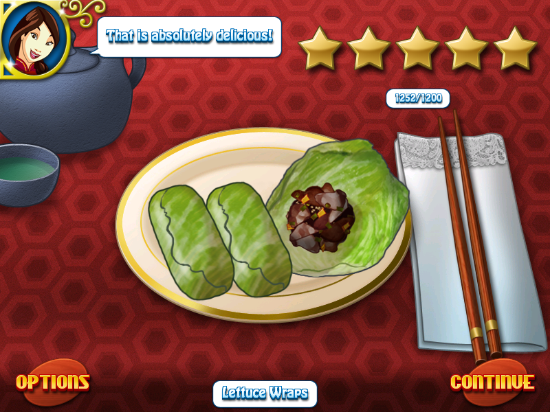 Cooking Academy 2: World Cuisine (Windows) screenshot: Lettuce wraps ready