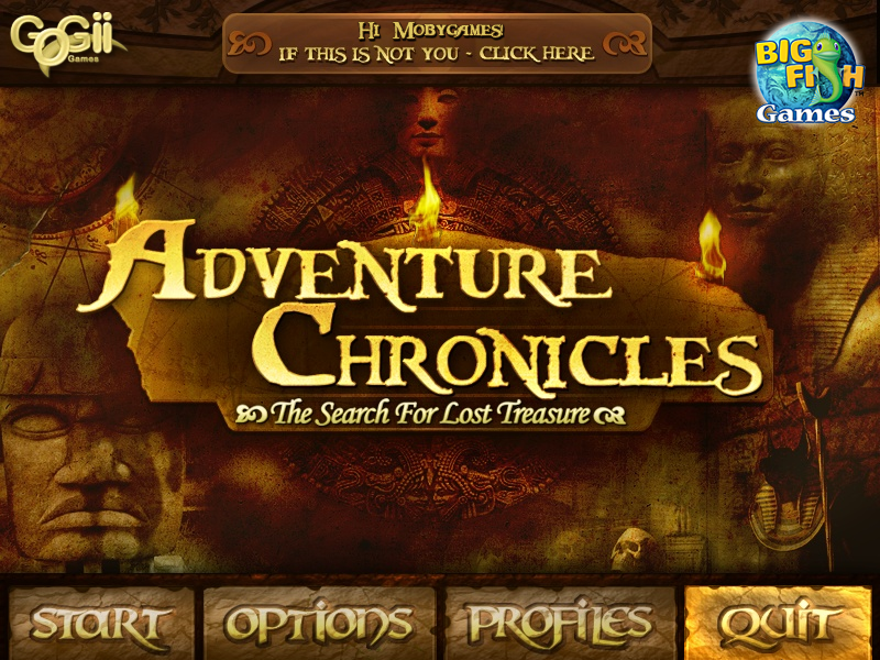 Adventure Chronicles: The Search for Lost Treasure (Windows) screenshot: Main menu