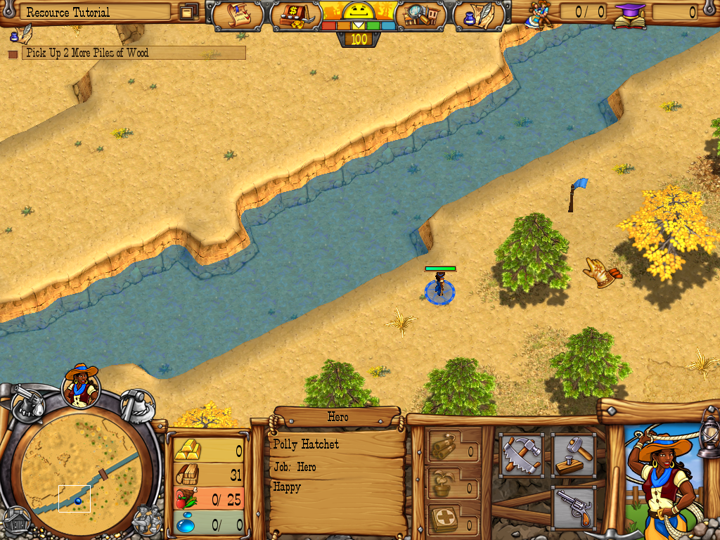 Westward III: Gold Rush (Windows) screenshot: Top view
