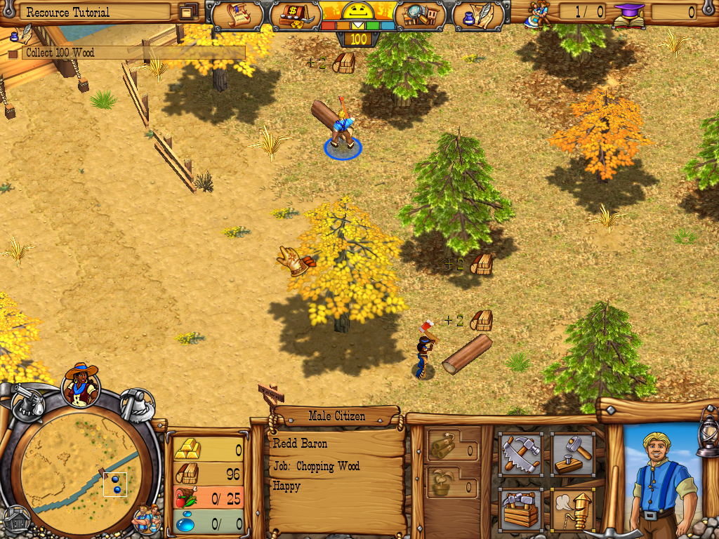 Westward III: Gold Rush (Windows) screenshot: Extracting wood.