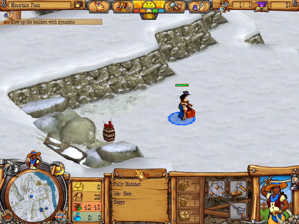 Westward III: Gold Rush (Windows) screenshot: Setting up the dynamite.