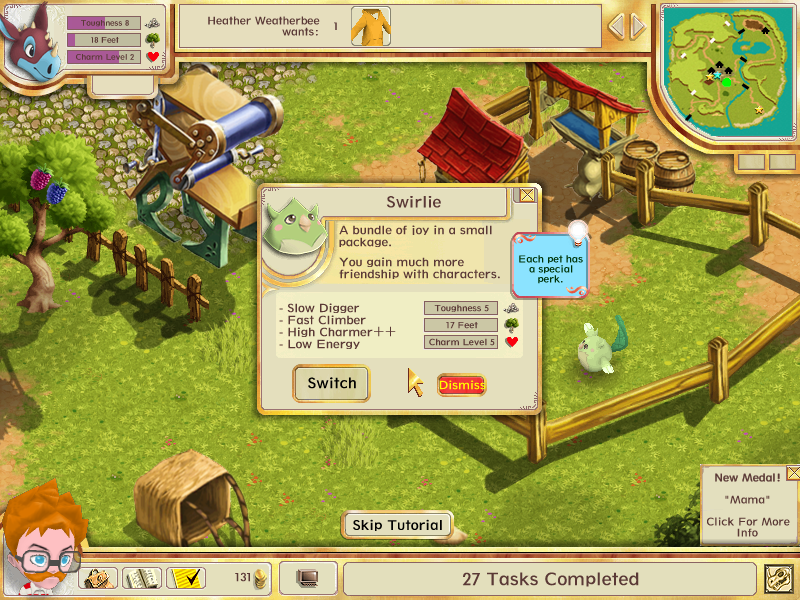 Wandering Willows (Windows) screenshot: Pet statistics