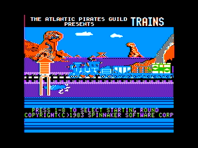 Trains (Apple II) screenshot: Title screen