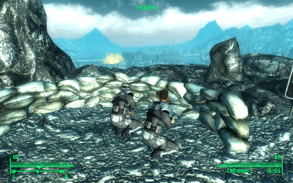 Fallout 3: Operation: Anchorage (Windows) screenshot: Anchorage is under heavy artillery fire.