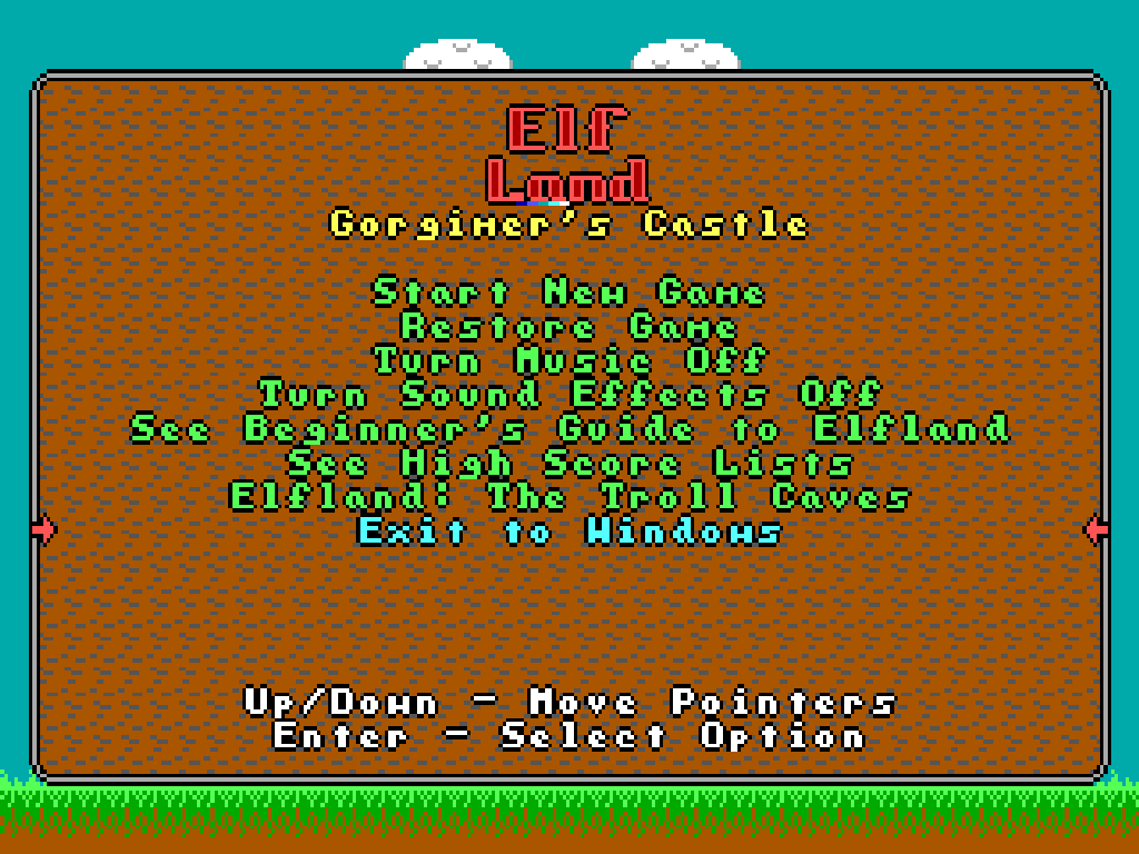 ElfLand (Windows) screenshot: Main menu.