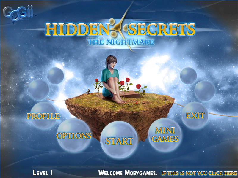 Hidden Secrets: The Nightmare (Windows) screenshot: Main menu