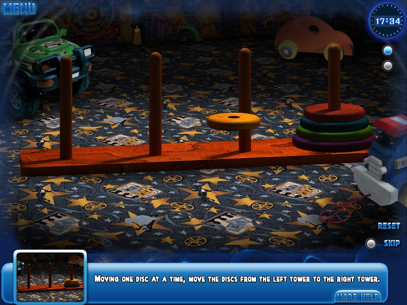 Hidden Secrets: The Nightmare (Windows) screenshot: Tower of Hanoi second round