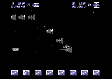 Delta Patrol (Commodore 64) screenshot: Some waves are better to avoid than trying to shoot them