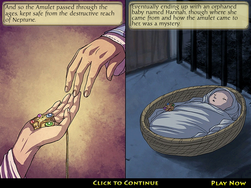 Neptune's Secret (Windows) screenshot: The amulet and baby Hannah