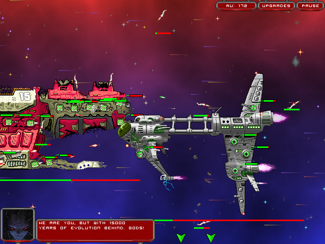 Orbital Decay (Browser) screenshot: Developing the story with the awesome AI-s from the future.