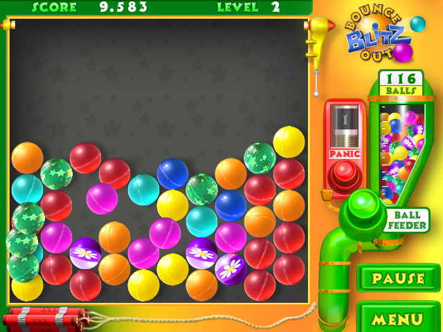 Bounce Out Blitz (Windows) screenshot: Balls bouncing around.
