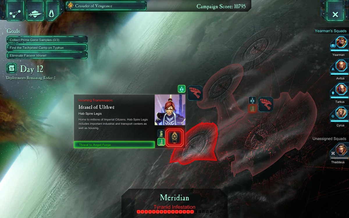 Warhammer 40,000: Dawn of War II (Windows) screenshot: Large parts of Meridian are already Tyranid infested.