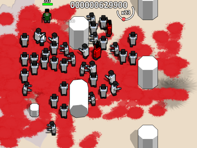 Boxhead: More Rooms (Browser) screenshot: Almost completely surrounded.