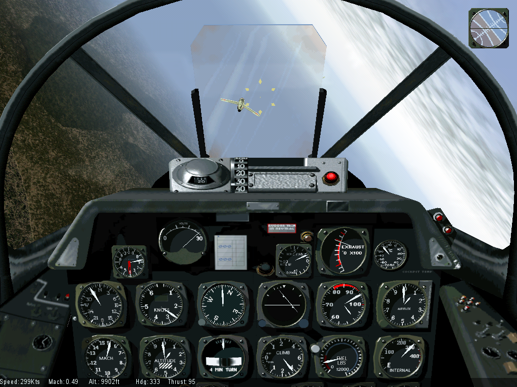 Mig Alley (Windows) screenshot: Inside the F-86 Sabre