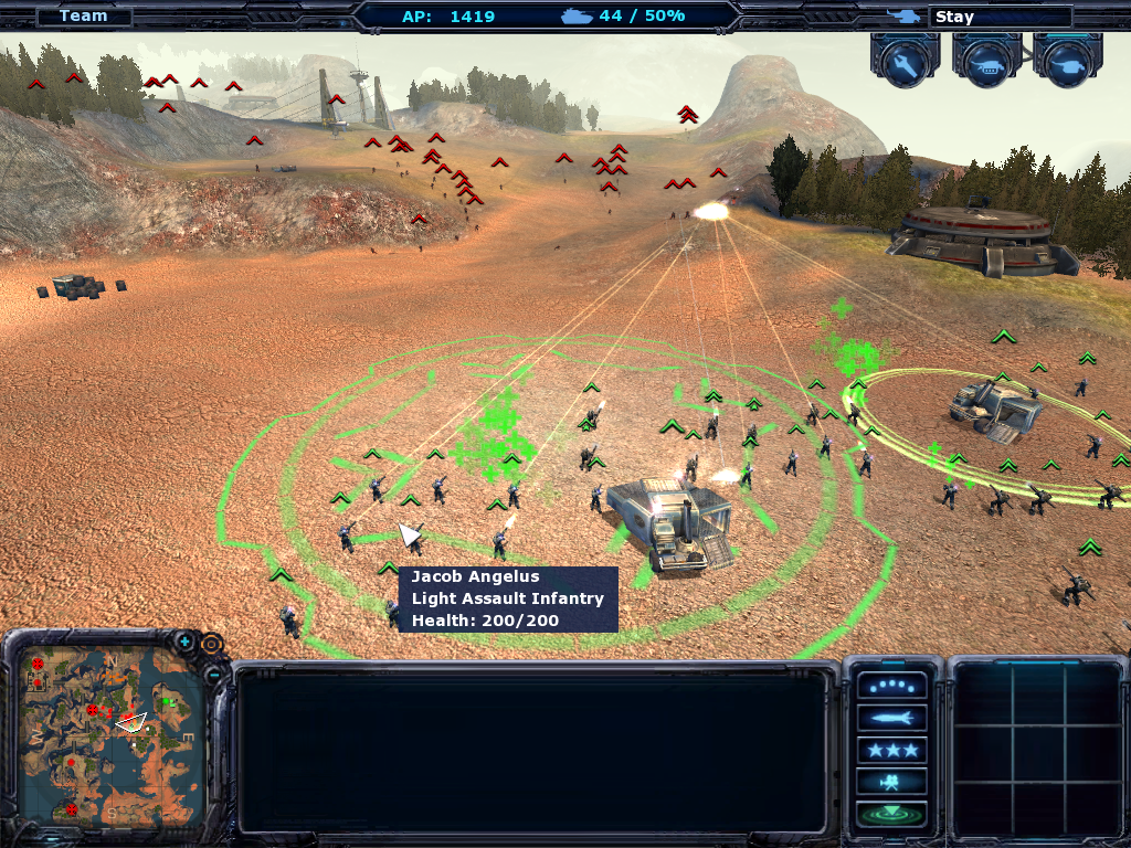 Ground Control II: Operation Exodus (Windows) screenshot: Terran troops attempt to surround us