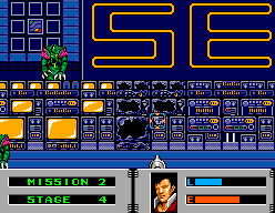 Alien Storm (SEGA Master System) screenshot: Shootout at electronics shop