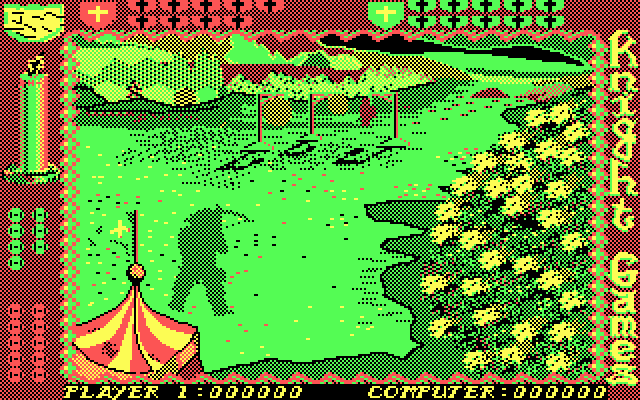 Knight Games (DOS) screenshot: Archery (CGA)